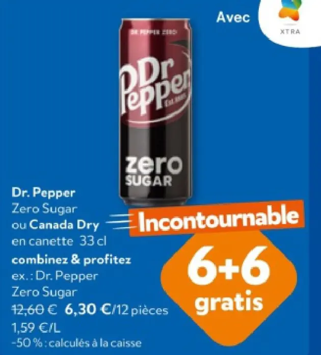 Offre: Dr. Pepper Zero Sugar ou Canada Dry