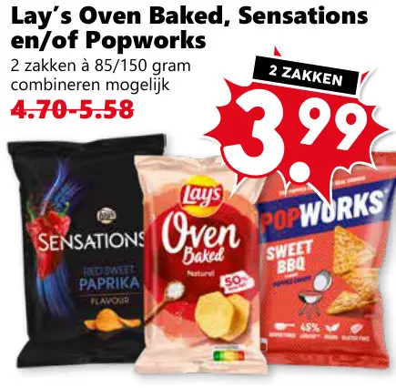 Aanbieding: Lay's Oven Baked, Sensations en/of Popworks