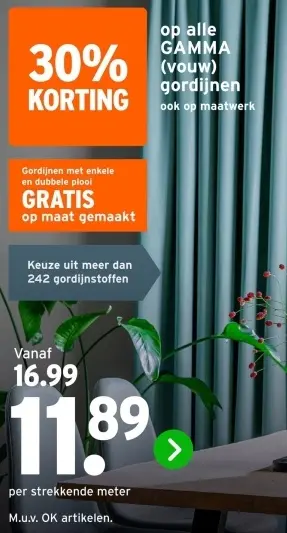 Aanbieding: Alle GAMMA (vouw)gordijnen