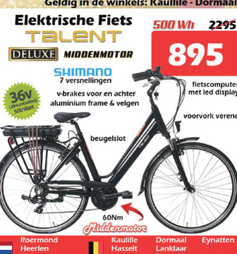 Aanbieding: Elektrische Fiets TALENT DELUXE MIDDENMOTOR