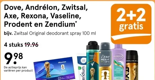 Aanbieding: Dove, Andrélon, Zwitsal, Axe, Rexona, Vaseline, Prodent en Zendium