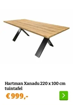Aanbieding: Hartman Xanadu 220 x 100 cm tuintafel