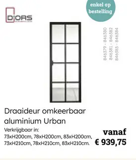 Aanbieding: Draaideur omkeerbaar aluminium Urban