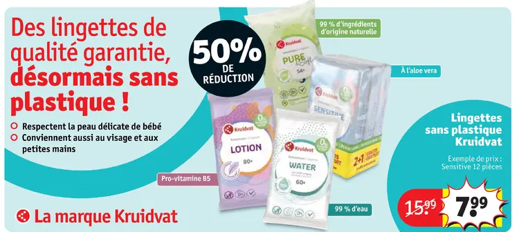 Offre: Lingettes sans plastique Kruidvat