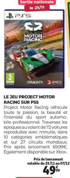 Offre: Project Motor Racing sur PS5