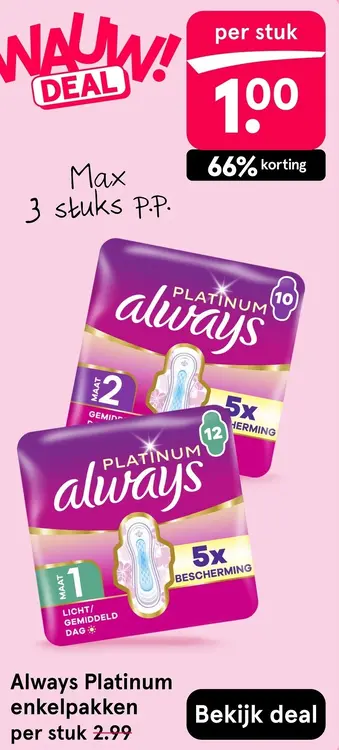 Aanbieding: Always Platinum enkelpakken