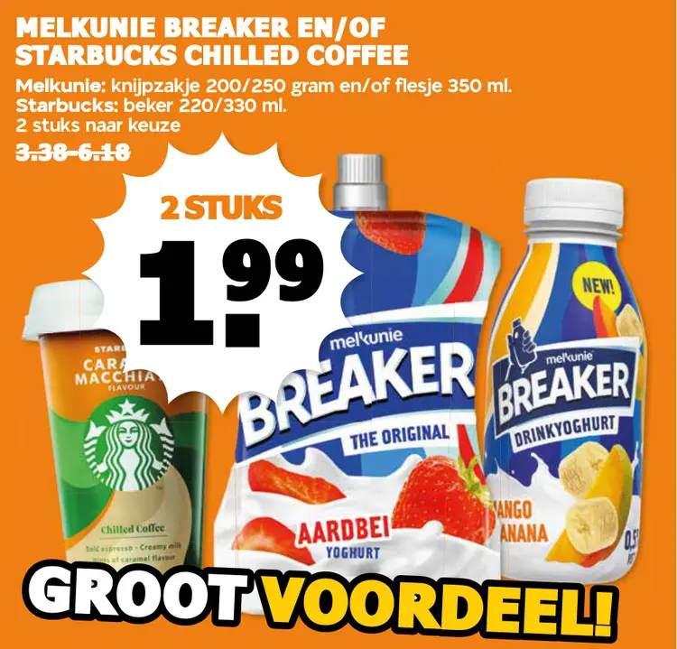 Aanbieding: Breaker en/of Starbucks chilled coffee