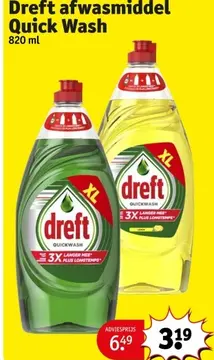 Aanbieding: Dreft afwasmiddel Quick Wash