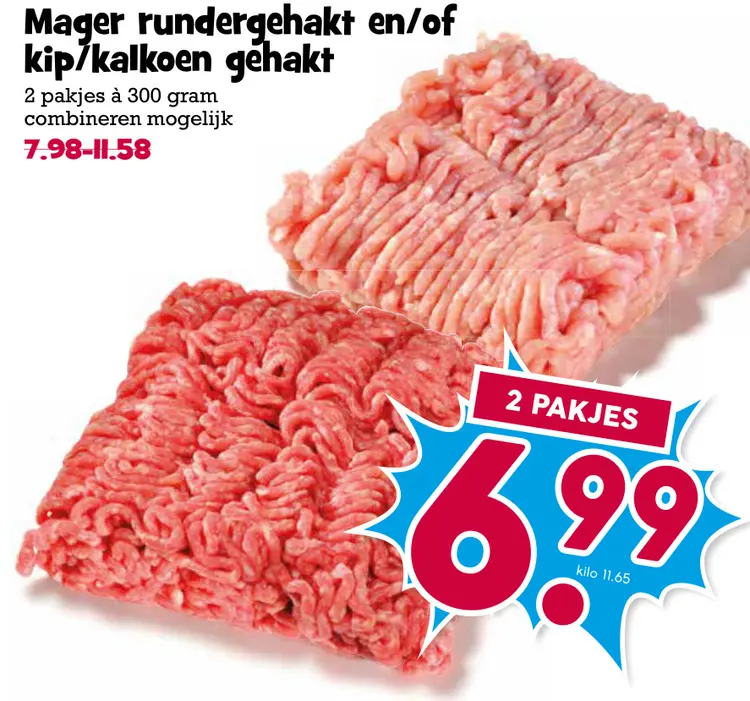 Aanbieding: Mager rundergehakt en/of kip/kalkoen gehakt