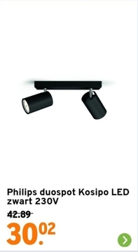 Aanbieding: Philips duospot Kosipo LED zwart