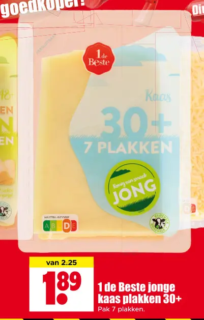 Aanbieding: 1 de Beste jonge kaas plakken 30+