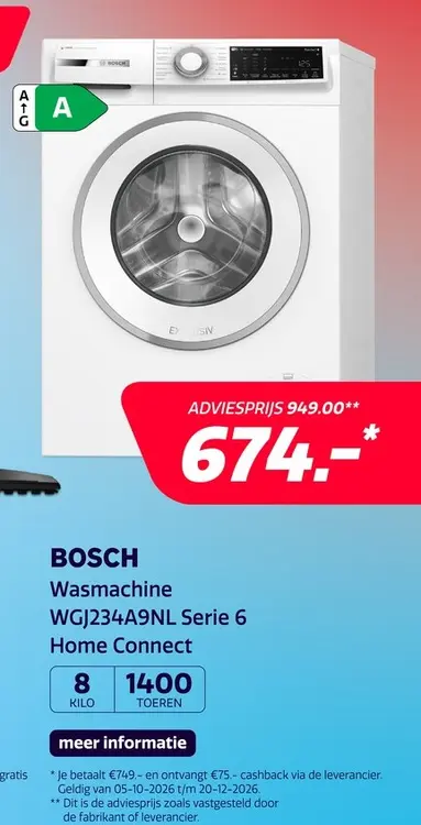 Aanbieding: Bosch WGJ234A9NL Serie 6 Home Connect