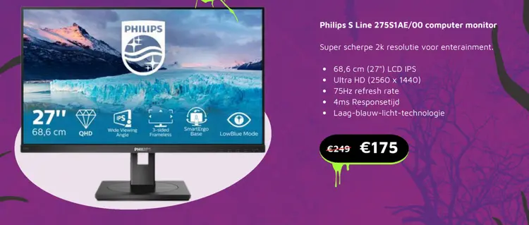 Aanbieding: Philips S Line 275S1AE/00 computer monitor