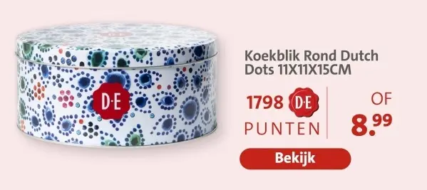 Aanbieding: Koekblik Rond Dutch Dots