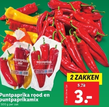 Aanbieding: Puntpaprika rood en puntpaprikamix