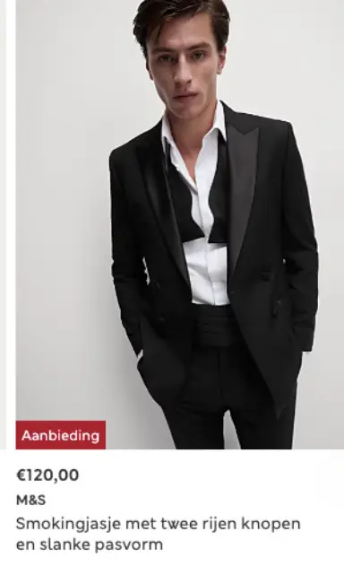 Promotie: Smokingjasje met twee rijen knopen en slanke pasvorm
