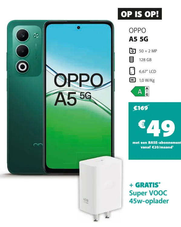 Promotie: Oppo A5 5g + Super VOOC 45w-oplader