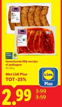Aanbieding: Gemarineerde BBQ-worstjes of speklappen