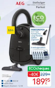 Aanbieding: AEG Stofzuiger AB61C3GG CLEAN 6000 Parket