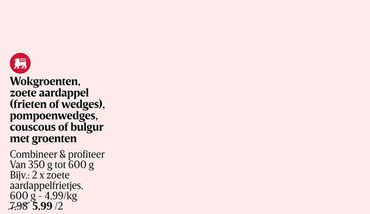 Aanbieding: Diverse groenten en maaltijden