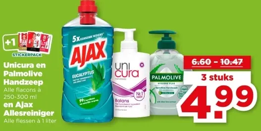 Aanbieding: Unicura en Palmolive Handzeep en Ajax Allesreiniger