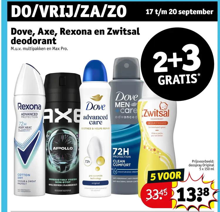 Aanbieding: Dove, Axe, Rexona en Zwitsal deodorant