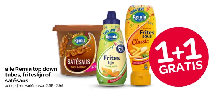 Aanbieding: Remia top down tubes, friteslijn of satésaus