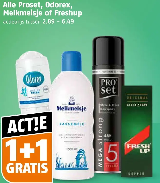 Aanbieding: Proset, Odorex, Melkmeisje of Freshup