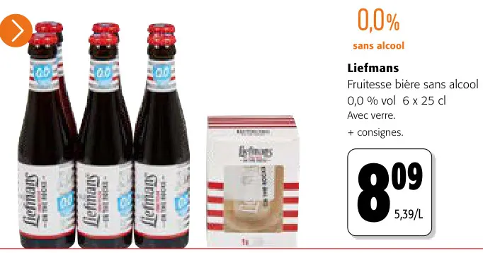 Offre: Fruitesse bière sans alcool 0,0% vol 6 x 25 cl
