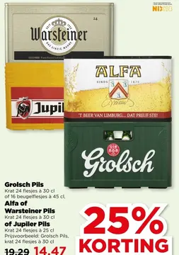 Aanbieding: Grolsch Pils, Alfa of Warsteiner Pils of Jupi