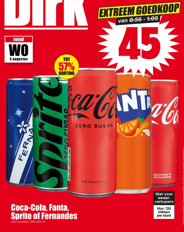 Aanbieding: Coca-Cola, Fanta, Sprite of Fernandes