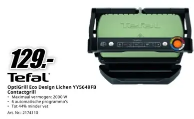 Promotie: OptiGrill Eco Design Lichen YY5649FB Contactgrill