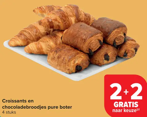 Promotie: Croissants en chocoladebroodjes pure boter