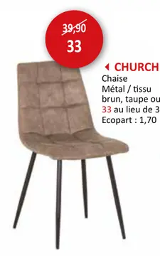 Offre: Chaise Churchill 46x54,5x85cm - métal/tissu - taupe