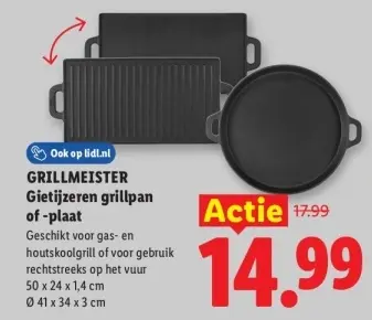 Aanbieding: Gietijzeren grillpan of -plaat