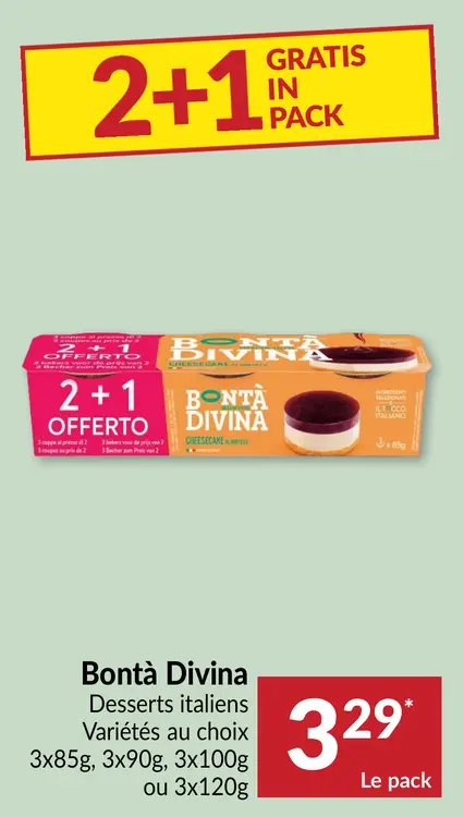 Offre: Bontà Divina Desserts italiens