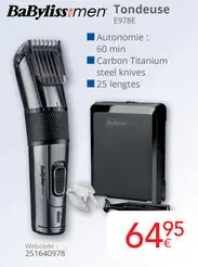 Aanbieding: BaByliss men Tondeuse E978E