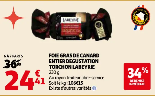 Promotie: Foie gras de canard entier degustation torchon labeyrie