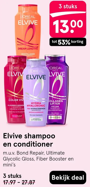 Aanbieding: Elvive shampoo en conditioner