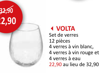 Offre: Ensemble de verres Volta 12 pièces - verre - transparent