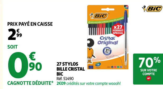 Offre: 27 Stylos Bille Cristal