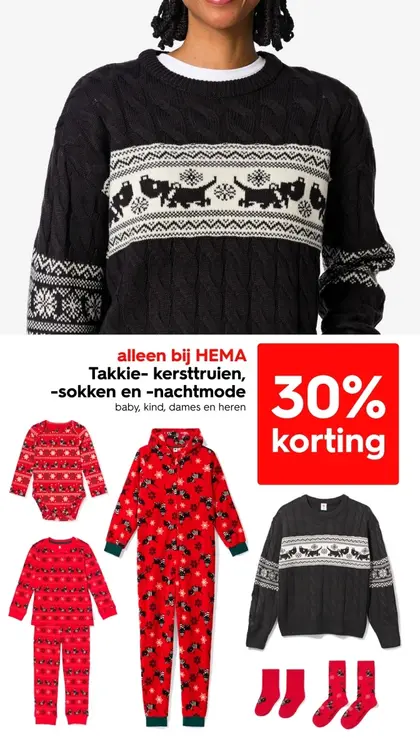 Aanbieding: Takkie- kersttruien, -sokken en -nachtmode
