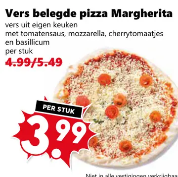 Aanbieding: Vers belegde pizza Margherita