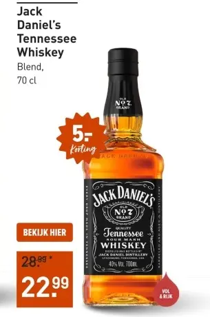Aanbieding: Jack Daniel's Tennessee Whiskey