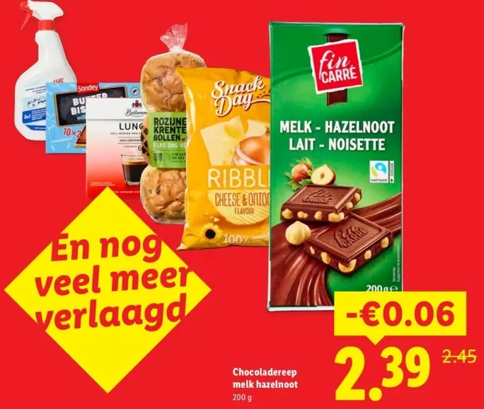 Aanbieding: Chocoladereep melk hazelnoot