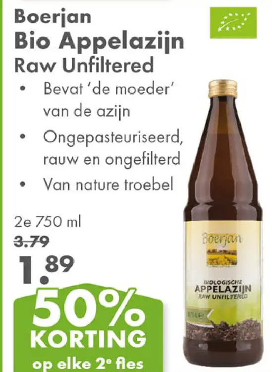 Aanbieding: Bio Appelazijn Raw Unfiltered