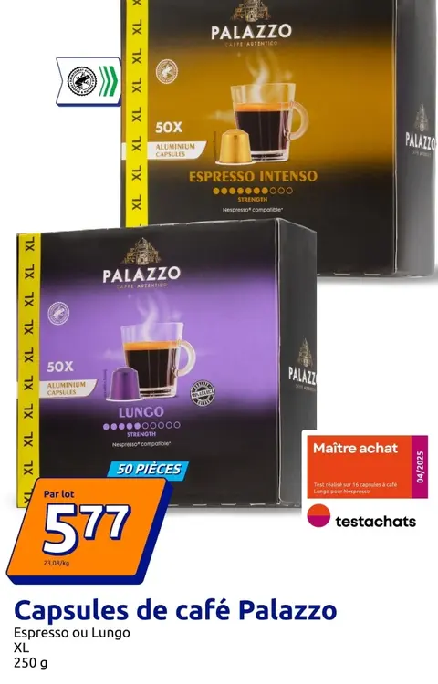 Offre: Capsules de café Palazzo Espresso ou Lungo