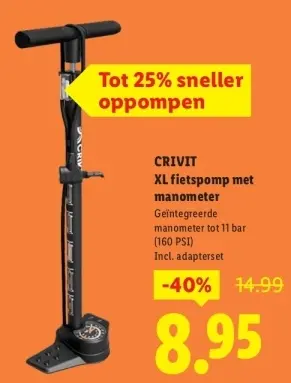 Aanbieding: XL fietspomp met manometer