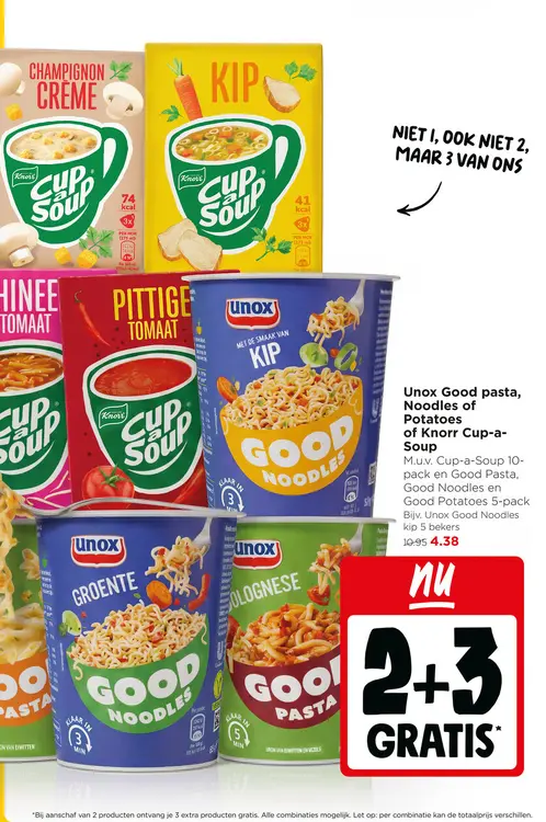 Aanbieding: Unox Good pasta, Noodles of Potatoes of Knorr Cup-a Soup