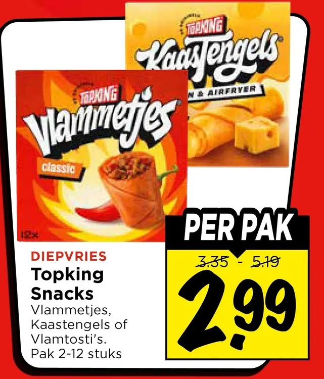 Aanbieding: Snacks Vlammetjes, Kaastengels of Vlamtosti's